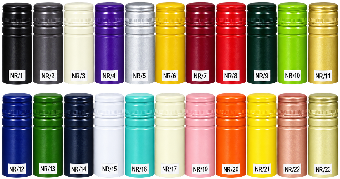 Dry Supply generic screwcap colour reference chart, NR/1 to NR/23